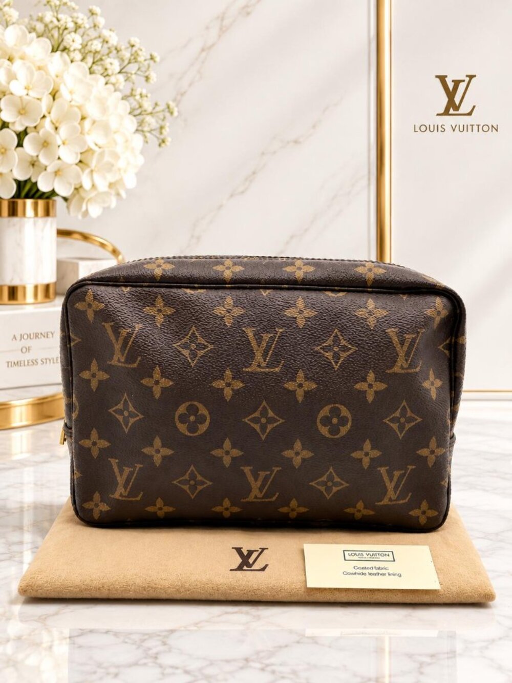 Authentic Louis Vuitton Trousse Toilette 23 Monogram Cosmetic Pouch Bag